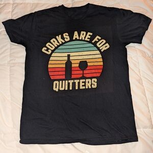 Black Graphic Tee with Wine Design